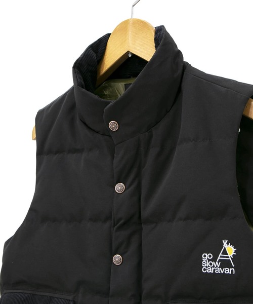 go slow caravan（ゴースローキャラバン）の「ヘビーフラットダウンベスト（ダウンベスト・メンズ・カーキ/ブラック・MEDIUM/LARGE）」の12枚目の写真