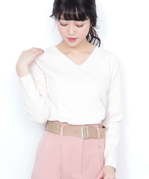 N.（N. Natural Beauty Basic）（エヌエヌナチュラルビューティーベーシック）の「ウォーム総針Ｖネックニット（ニット/セーター・レディース・ホワイト/ブラック/グレー/ホワイト系その他/パープル/ピンク・MEDIUM）」の2枚目の写真