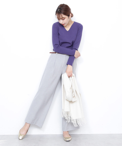 N.（N. Natural Beauty Basic）（エヌエヌナチュラルビューティーベーシック）の「ウォーム総針Ｖネックニット（ニット/セーター・レディース・ホワイト/ブラック/グレー/ホワイト系その他/パープル/ピンク・MEDIUM）」の22枚目の写真