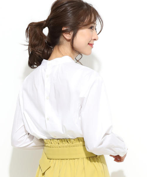 MAKER'S SHIRT KAMAKURA(メーカーズシャツカマクラ)の「【鎌倉シャツ×ViS】綿ローンスタンドカラーブラウス(シャツ/ブラウス)」|ホワイト