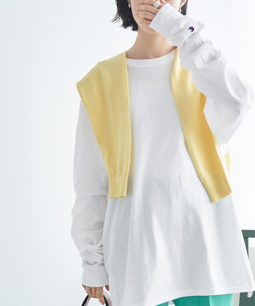 Champion(チャンピオン)の「【Champion Authentic T-SHIRTS】チャンピオン スーパーオーバーサイズ コットン L/S Tシャツ ロンT(Tシャツ/カットソー・レディース・ブラック/ホワイト/ネイビー/グレー/レッド/ロイヤルブルー・M/L/S/XL)」の22枚目の写真