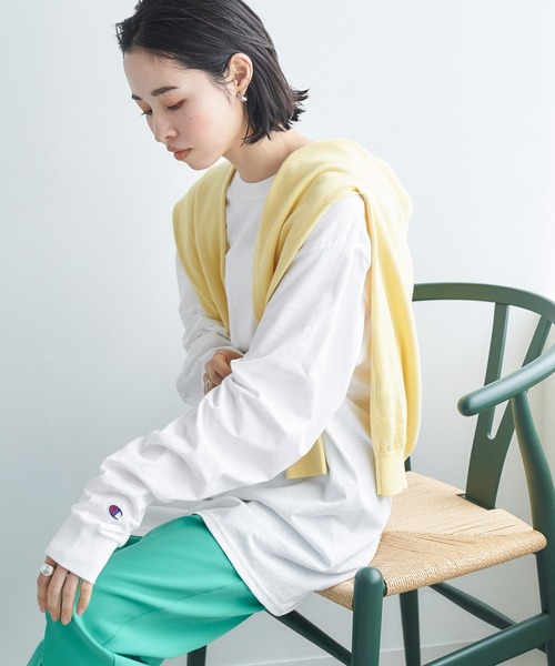 Champion(チャンピオン)の「【Champion Authentic T-SHIRTS】チャンピオン スーパーオーバーサイズ コットン L/S Tシャツ ロンT(Tシャツ/カットソー・レディース・ブラック/ホワイト/ネイビー/グレー/レッド/ロイヤルブルー・M/L/S/XL)」の19枚目の写真