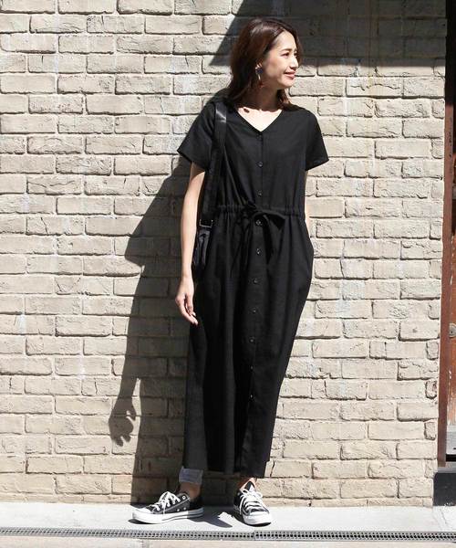 Doula Doula（ドゥーラドゥーラ）の「麻 ウエストリボンワンピース（ワンピース・レディース・ブラック/ブルー系その他/ベージュ系その他/ホワイト系その他/ブラック系その他/オフホワイト/ネイビー/ベージュ/グレー/カーキ/グリーン系その他/グレー系その他・FREE）」の19枚目の写真