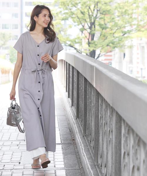 Doula Doula（ドゥーラドゥーラ）の「麻 ウエストリボンワンピース（ワンピース・レディース・ブラック/ブルー系その他/ベージュ系その他/ホワイト系その他/ブラック系その他/オフホワイト/ネイビー/ベージュ/グレー/カーキ/グリーン系その他/グレー系その他・FREE）」の22枚目の写真