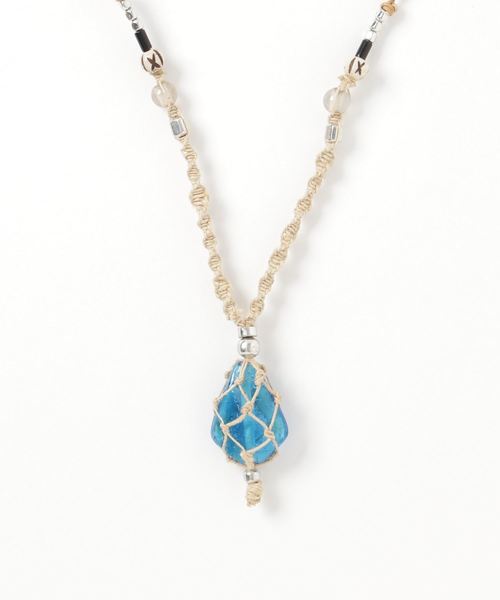 チャイハネ（チャイハネ）の「【チャイハネ】浮き玉風ガラスビーズMEN'Sネックレス（ネックレス・メンズ・ブラック/ブルー/クリア/グリーン/オレンジ・FREE）」の7枚目の写真