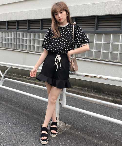 one after another NICE CLAUP(ワンアフターアナザーナイスクラップ)の「レース付きプチハイFlowerブラウス(シャツ/ブラウス・レディース・アイボリー/ホワイト系その他/ブラック/ブラック系その他・FREE)」の9枚目の写真