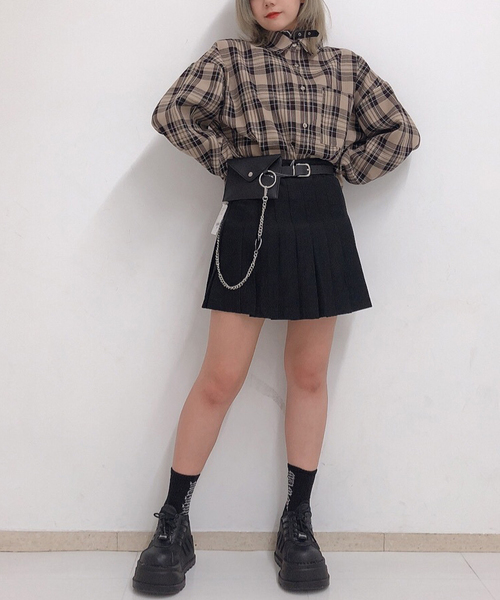 WEGO（ウィゴー）の「WEGO/無地プリーツミニスカート（スカート・レディース・ブラック/ネイビー/パープル・X-SMALL/MEDIUM/SMALL/LARGE）」の18枚目の写真