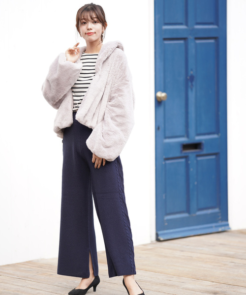 rps（アールピーエス）の「ケーブル編みニットパンツ（その他パンツ・レディース・ベージュ/ネイビー/アイボリー・M）」の12枚目の写真