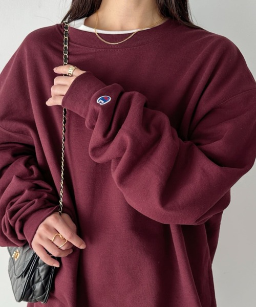 新品◆チャンピオンChampion オーバーサイズ お袖トリプルカラー 裏起毛クルーネックスウェット◆クリーム M Champion（チャンピオン）の「Champion Authentic sweatshirt