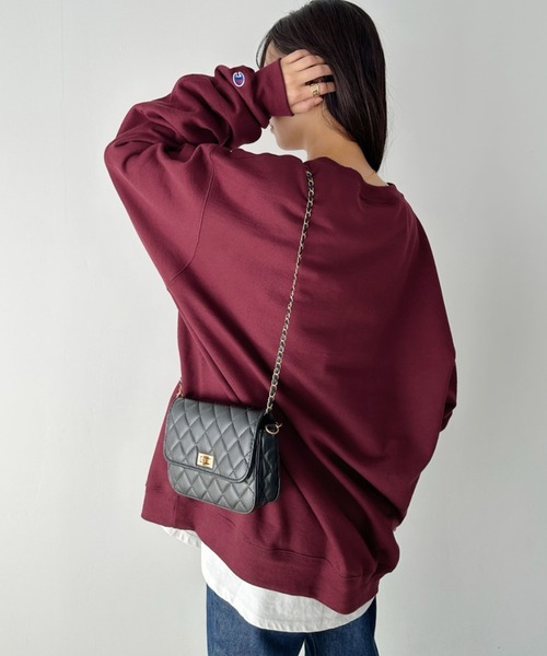 Champion（チャンピオン）の「【Champion Authentic sweatshirt】チャンピオン クルーネック スウェット プルオーバー サイズ展開多数 コットン 裏起毛 無地 9.0オンス（スウェット・レディース・ブラック/チャコールグレー/杢グレー/ネイビー/ホワイト/グリーン/マルーン/ダークグリーン/ベージュ/ピンクベージュ/ゴールド/オレンジ/ロイヤルブルー/レッド・S/M/L/XL）」の18枚目の写真