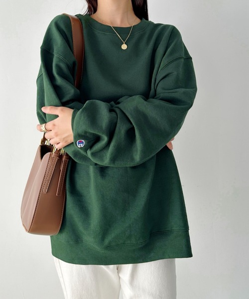 Champion / スウェット/L/コットン/GRN/無地 セール】【Champion Authentic sweatshirt】チャンピオン クルーネック