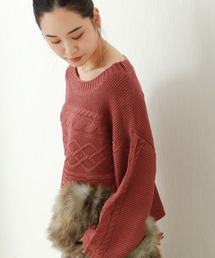 n'ee-ne | セットアップで着られる♪　クロップド丈ケーブルニット(ニット/セーター)