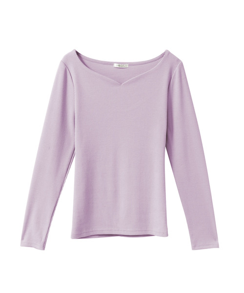 Newlyme（ニューリーミー）の「ハートネックリブトップス（Tシャツ/カットソー・レディース・ホワイト/ブラック/グレー/ピンク/ブルー/モカ/ラベンダー/グリーン系その他・MEDIUM/LARGE）」の21枚目の写真