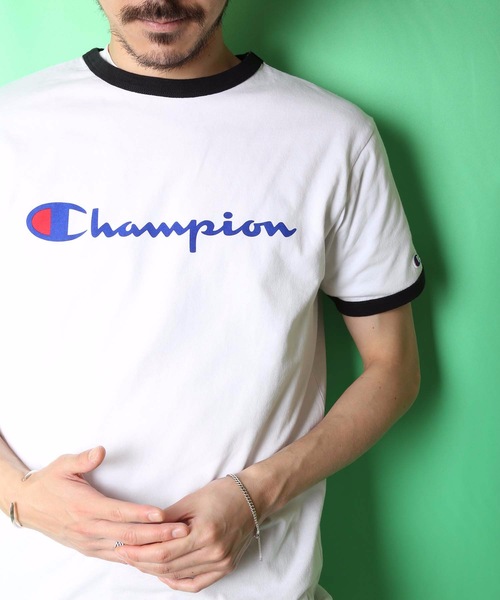 Champion(チャンピオン)の「【CHAMPION/チャンピオン】スクリプトロゴリンガーTシャツ C8-R329 ブランドロゴ プリント(Tシャツ/カットソー・メンズ・ホワイト/ブラック/グレー/レッド/ブルー/レッド系その他・MEDIUM/X-LARGE/LARGE)」の2枚目の写真
