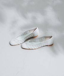 メッシュスクエアフラットシューズ