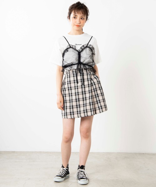 WEGO(ウィゴー)の「WEGO/【2点セット】チュールキャミソールセットTシャツ(Tシャツ/カットソー・レディース・ブラック・FREE)」の9枚目の写真