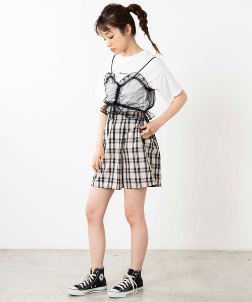 WEGO(ウィゴー)の「WEGO/【2点セット】チュールキャミソールセットTシャツ(Tシャツ/カットソー・レディース・ブラック・FREE)」の11枚目の写真