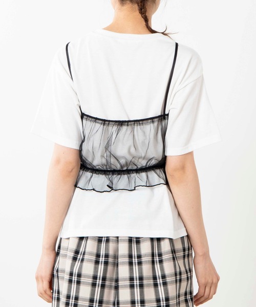 WEGO(ウィゴー)の「WEGO/【2点セット】チュールキャミソールセットTシャツ(Tシャツ/カットソー・レディース・ブラック・FREE)」の13枚目の写真
