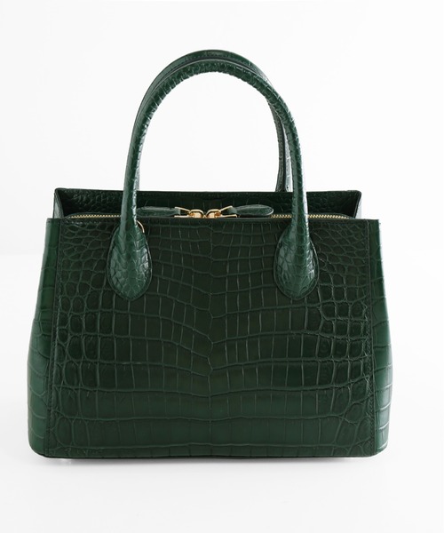 COACH ダークグリーン クロコダイル型押し ハンドバッグ COACH ダークグリーン クロコダイル型押し ハンドバッグ