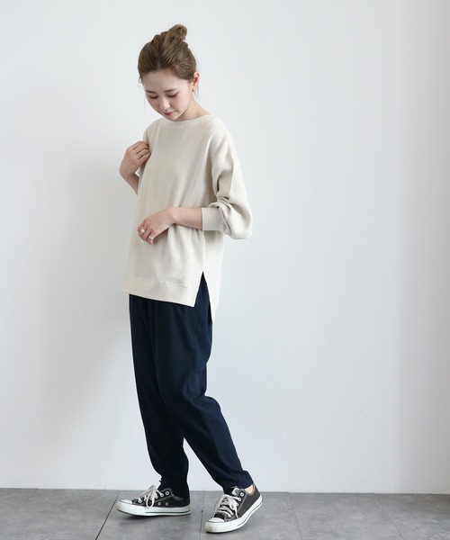 AMERICAN HOLIC（アメリカンホリック）の「とろみジョーゼットテーパードパンツ　〇＊（その他パンツ・レディース・ネイビー/キャメル/ブラック・MEDIUM/LARGE/L/M）」の4枚目の写真