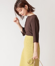 natural couture | 【WEB限定カラー有り】ぽこぽこ素材6分袖トップス(Tシャツ/カットソー)