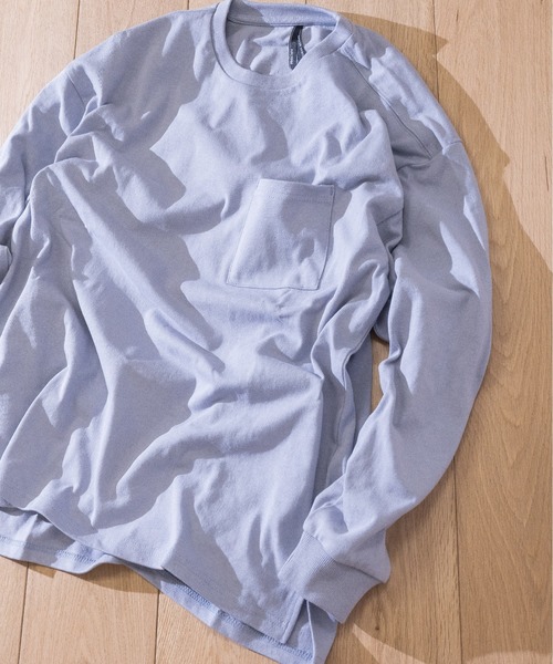 JOHN'S CLOSET（ジョンズクローゼット）の「【i】天竺クルーネック袖リブポケット付きロングTシャツ（Tシャツ/カットソー・メンズ・サックスブルー/ベージュ/ライトパープル/ホワイト/ブラック/テラコッタ/ライトベージュ/チャコールグレー/グリーン・MEDIUM/X-LARGE/LARGE）」の8枚目の写真