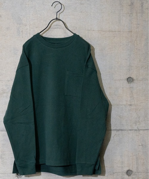 JOHN'S CLOSET（ジョンズクローゼット）の「【i】天竺クルーネック袖リブポケット付きロングTシャツ（Tシャツ/カットソー・メンズ・サックスブルー/ベージュ/ライトパープル/ホワイト/ブラック/テラコッタ/ライトベージュ/チャコールグレー/グリーン・MEDIUM/X-LARGE/LARGE）」の7枚目の写真