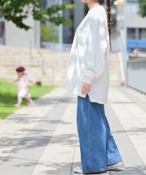 JOHN'S CLOSET（ジョンズクローゼット）の「【i】天竺クルーネック袖リブポケット付きロングTシャツ（Tシャツ/カットソー・メンズ・サックスブルー/ベージュ/ライトパープル/ホワイト/ブラック/テラコッタ/ライトベージュ/チャコールグレー/グリーン・MEDIUM/X-LARGE/LARGE）」の14枚目の写真