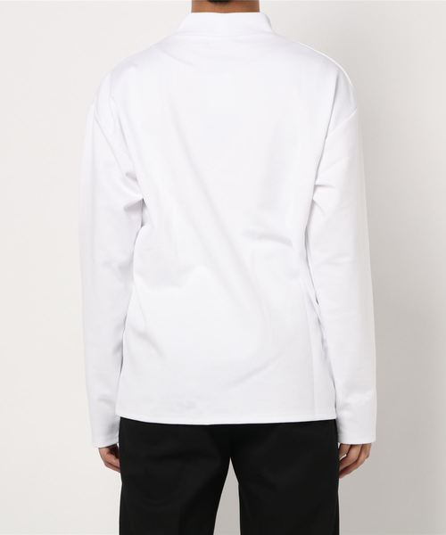 PLUS ONE（プラスワン）の「【PLUS ONE】抗菌防臭ポンチモックネックロンT（Tシャツ/カットソー・メンズ・ダークグレー/ブラック/ホワイト・XL/M/L/S）」の5枚目の写真