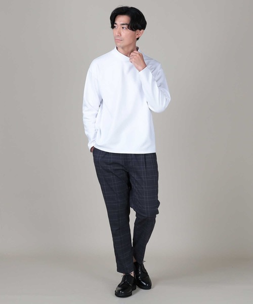 PLUS ONE（プラスワン）の「【PLUS ONE】抗菌防臭ポンチモックネックロンT（Tシャツ/カットソー・メンズ・ダークグレー/ブラック/ホワイト・XL/M/L/S）」の20枚目の写真