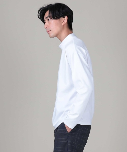 PLUS ONE（プラスワン）の「【PLUS ONE】抗菌防臭ポンチモックネックロンT（Tシャツ/カットソー・メンズ・ダークグレー/ブラック/ホワイト・XL/M/L/S）」の19枚目の写真