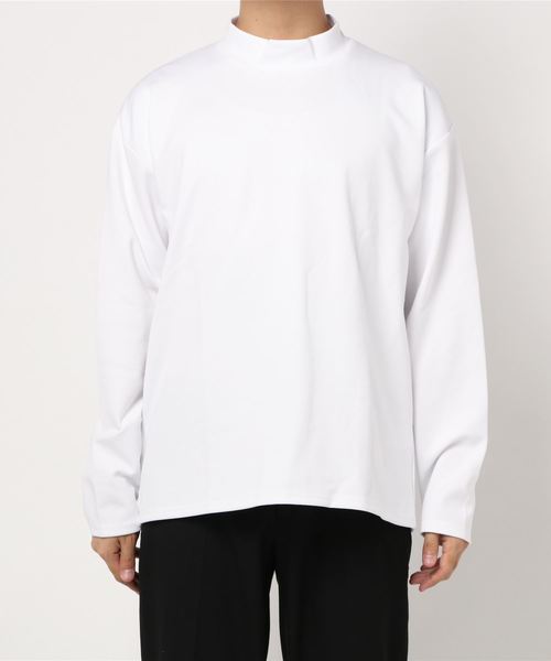 PLUS ONE（プラスワン）の「【PLUS ONE】抗菌防臭ポンチモックネックロンT（Tシャツ/カットソー・メンズ・ダークグレー/ブラック/ホワイト・XL/M/L/S）」の18枚目の写真