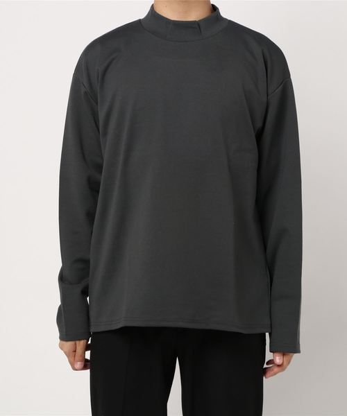 PLUS ONE（プラスワン）の「【PLUS ONE】抗菌防臭ポンチモックネックロンT（Tシャツ/カットソー・メンズ・ダークグレー/ブラック/ホワイト・XL/M/L/S）」の13枚目の写真