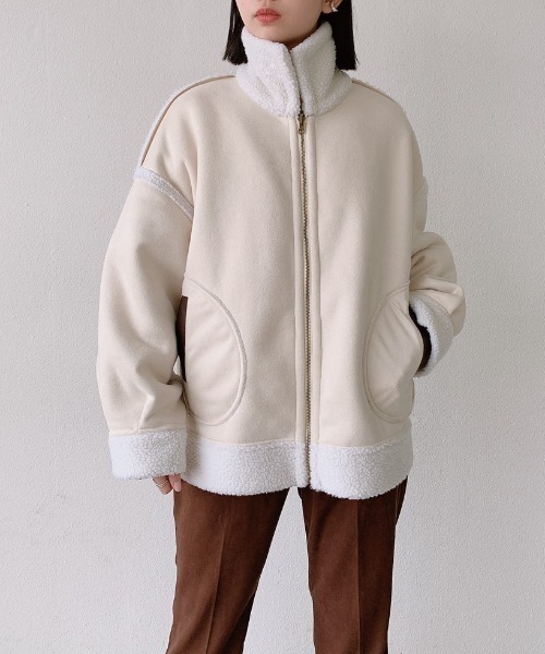 VANNIE U（ヴァニーユー）の「ボアムートンリバーシブルショートコート（ダウンジャケット/コート・レディース・ブラウン/ナチュラル・FREE）」の3枚目の写真