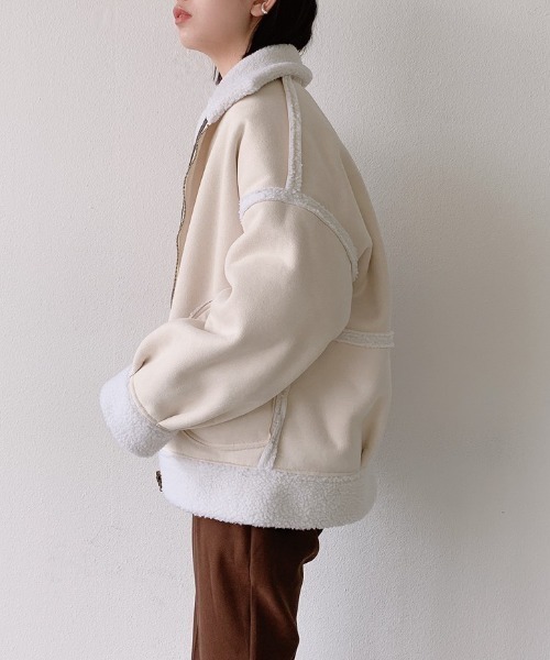 VANNIE U（ヴァニーユー）の「ボアムートンリバーシブルショートコート（ダウンジャケット/コート・レディース・ブラウン/ナチュラル・FREE）」の10枚目の写真