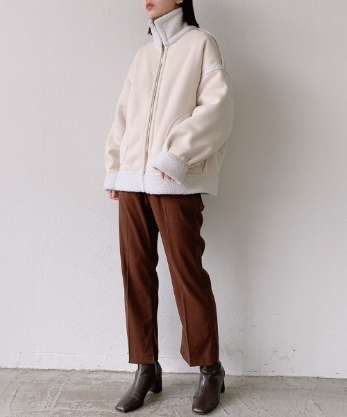 VANNIE U（ヴァニーユー）の「ボアムートンリバーシブルショートコート（ダウンジャケット/コート・レディース・ブラウン/ナチュラル・FREE）」の7枚目の写真