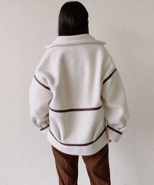 VANNIE U（ヴァニーユー）の「ボアムートンリバーシブルショートコート（ダウンジャケット/コート・レディース・ブラウン/ナチュラル・FREE）」の14枚目の写真