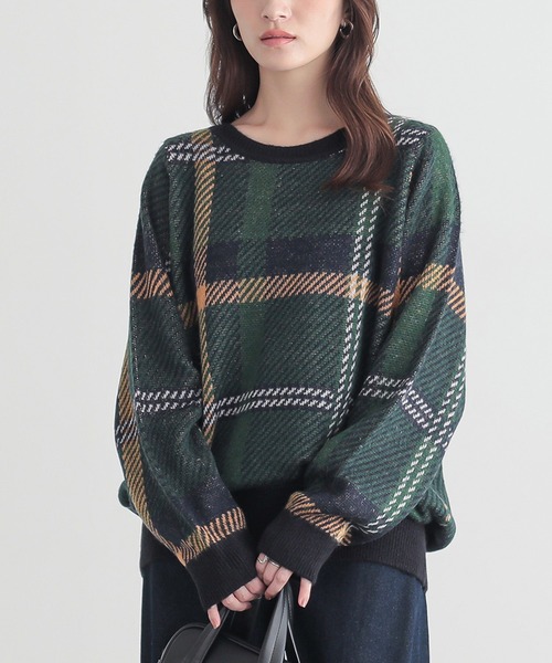 n'OrLABEL（ノアールレーベル）の「『ビッグチェック柄ニット』（ニット/セーター・レディース・グレー/グリーン・1/2）」の12枚目の写真
