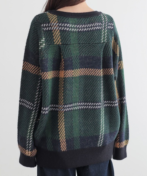 n'OrLABEL（ノアールレーベル）の「『ビッグチェック柄ニット』（ニット/セーター・レディース・グレー/グリーン・1/2）」の14枚目の写真