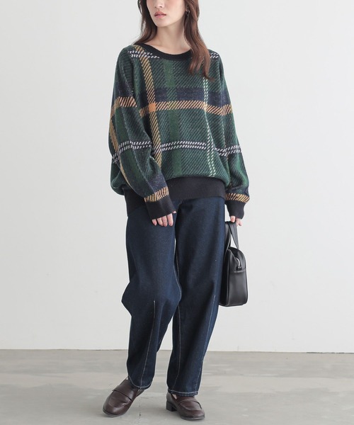 n'OrLABEL（ノアールレーベル）の「『ビッグチェック柄ニット』（ニット/セーター・レディース・グレー/グリーン・1/2）」の15枚目の写真