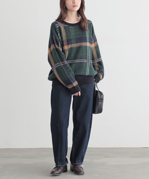 n'OrLABEL（ノアールレーベル）の「『ビッグチェック柄ニット』（ニット/セーター・レディース・グレー/グリーン・1/2）」の16枚目の写真