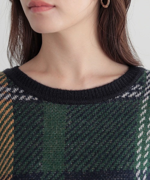 n'OrLABEL（ノアールレーベル）の「『ビッグチェック柄ニット』（ニット/セーター・レディース・グレー/グリーン・1/2）」の17枚目の写真