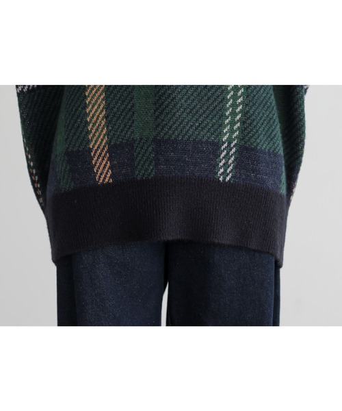 n'OrLABEL（ノアールレーベル）の「『ビッグチェック柄ニット』（ニット/セーター・レディース・グレー/グリーン・1/2）」の21枚目の写真