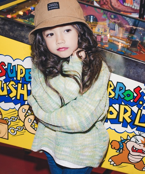 RADCHAP（ラッドチャップ）の「バックスリットミックスニット（ニット/セーター・キッズ・ベージュ/モスグリーン・S/M/L/XL）」の2枚目の写真