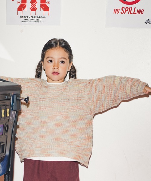 RADCHAP（ラッドチャップ）の「バックスリットミックスニット（ニット/セーター・キッズ・ベージュ/モスグリーン・S/M/L/XL）」の4枚目の写真