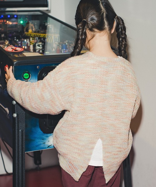 RADCHAP（ラッドチャップ）の「バックスリットミックスニット（ニット/セーター・キッズ・ベージュ/モスグリーン・S/M/L/XL）」の6枚目の写真