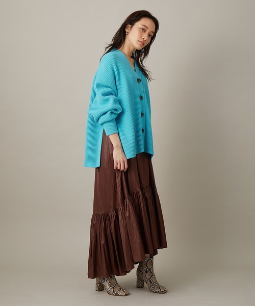 ADAM ET ROPE'（アダムエロペ）の「片畦スリットカーディガン（カーディガン/ボレロ・レディース・ホワイト/ネイビー/ターコイズブルー/イエロー・FREE）」の8枚目の写真