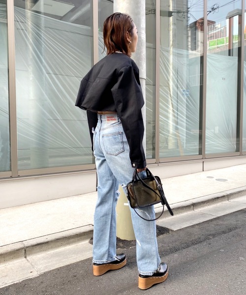 WHO'S WHO gallery(フーズフーギャラリー)の「T/Cツイルマイクロジャケット(ノーカラージャケット・レディース・オフホワイト/ブラック・FREE)」の10枚目の写真