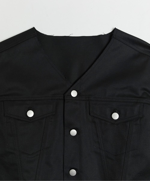 WHO'S WHO gallery(フーズフーギャラリー)の「T/Cツイルマイクロジャケット(ノーカラージャケット・レディース・オフホワイト/ブラック・FREE)」の19枚目の写真