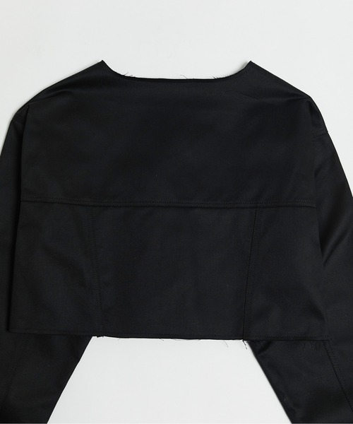 WHO'S WHO gallery(フーズフーギャラリー)の「T/Cツイルマイクロジャケット(ノーカラージャケット・レディース・オフホワイト/ブラック・FREE)」の5枚目の写真